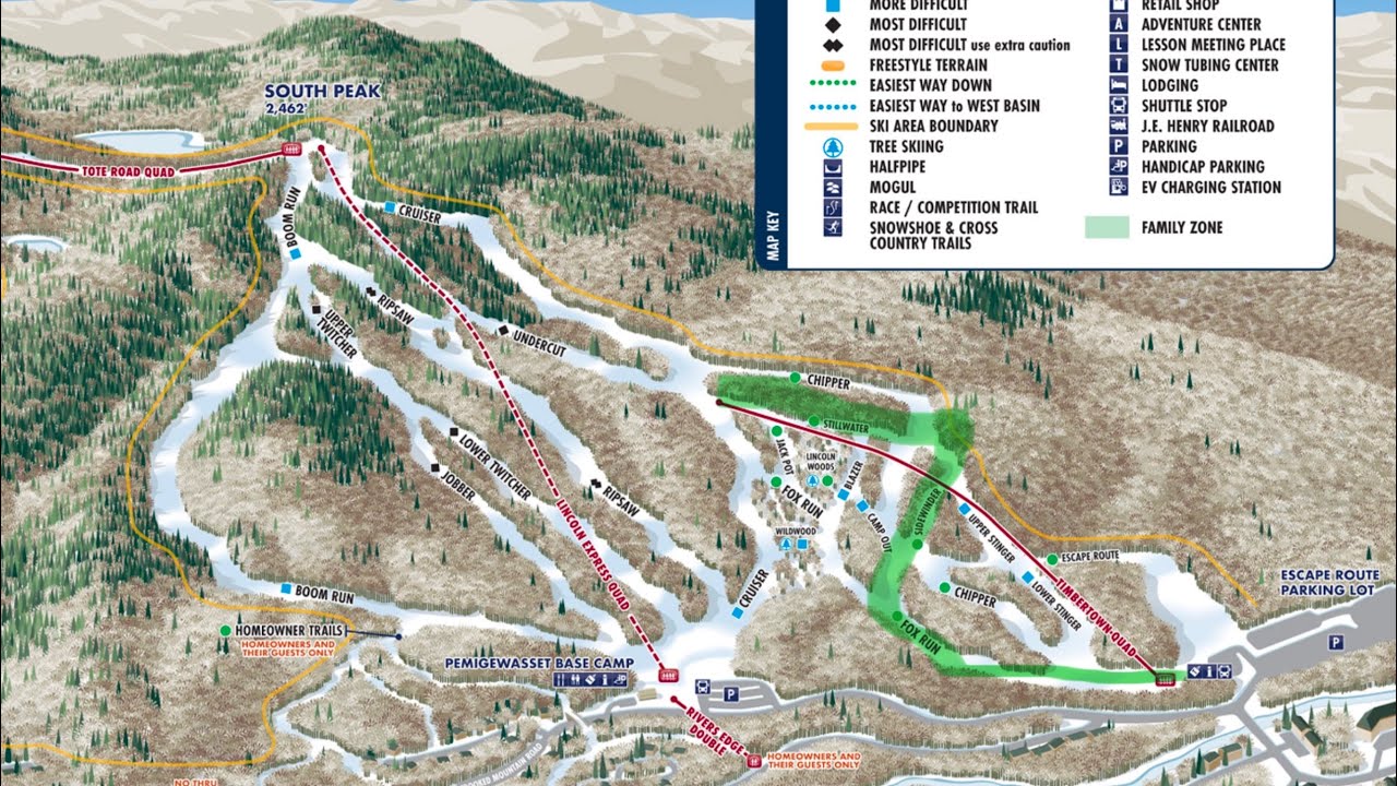 Loon Mountain, NH. Stillwater, Sidewinder, Fox Run at Timbertown