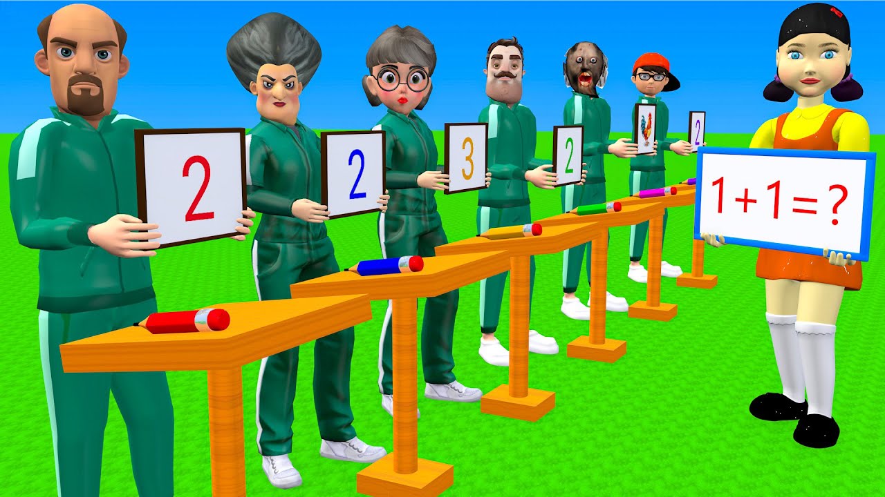 Squid Game vs Scary Teacher 3D Become Math Genius 5 Times Challenge Nick and Tani vs Miss T Winner
