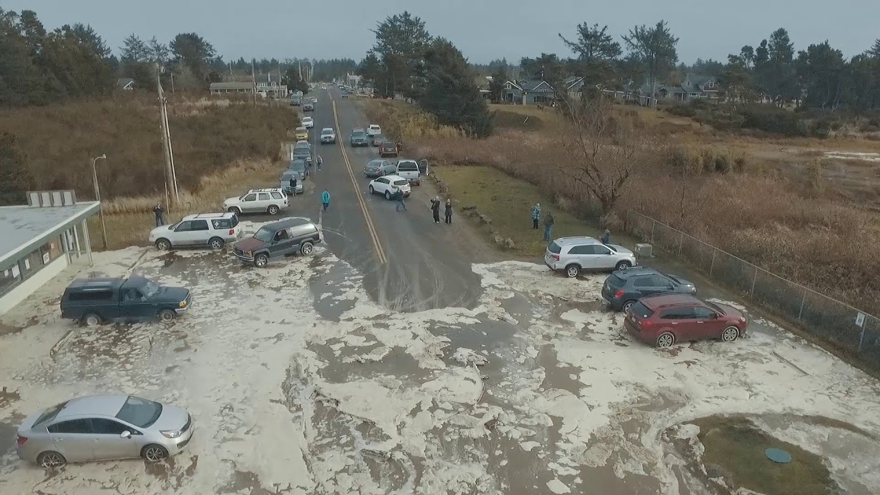 Storm Surge - High Tide - Ocean Park, Wa Beach Approach 