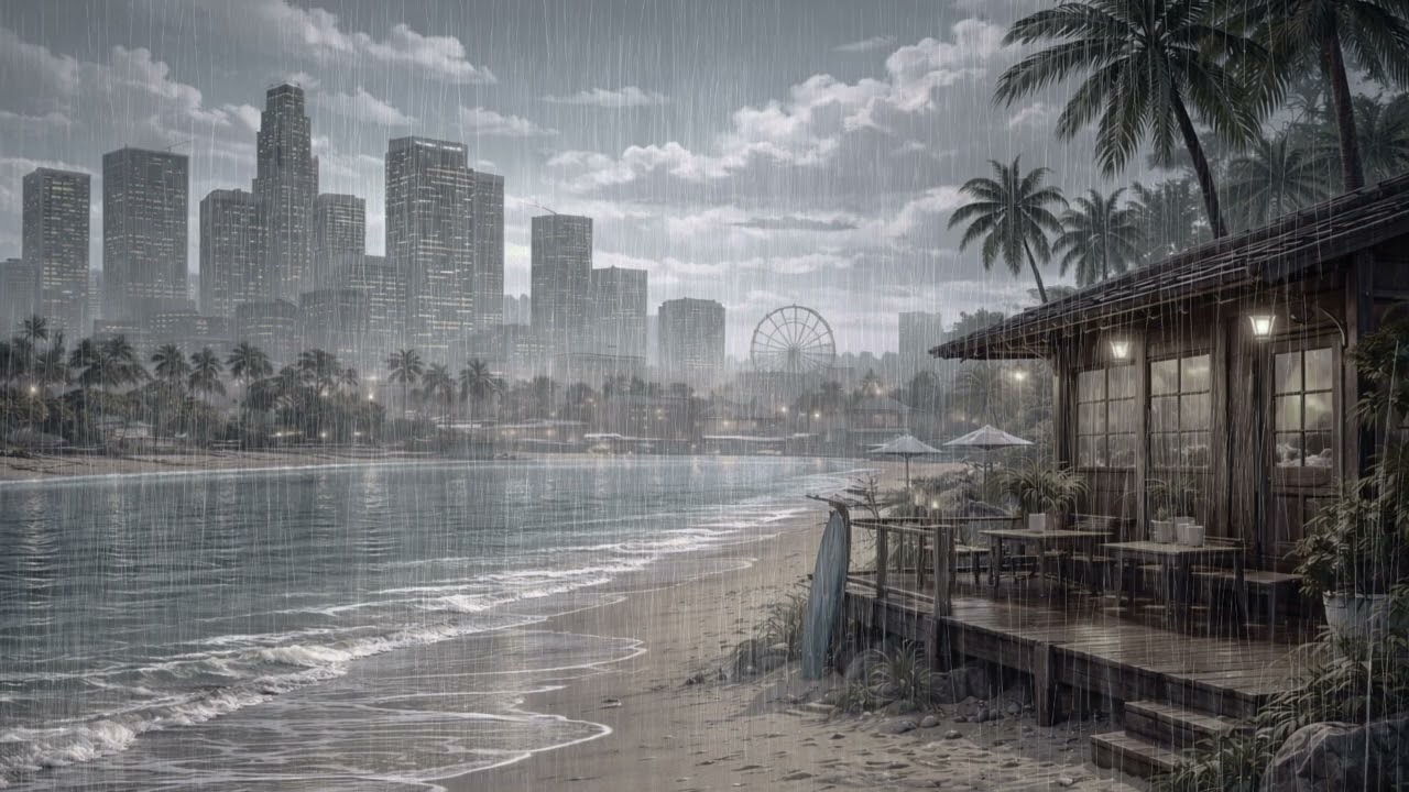Rainlit Shoreline Ocean Lo-Fi🏝Chill R&B Beats for Work, Study & Relax