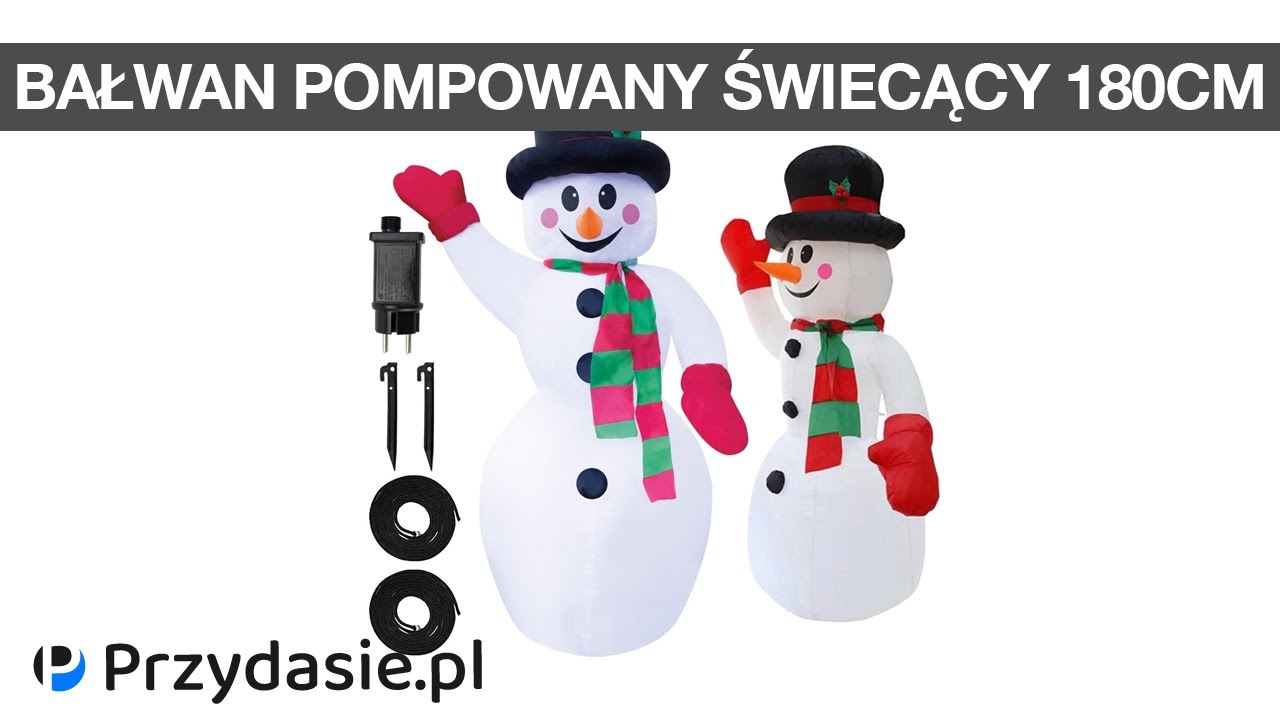 Bałwan dmuchany pompowany świecący duży 180cm #6923 | PrzydaSiePL
