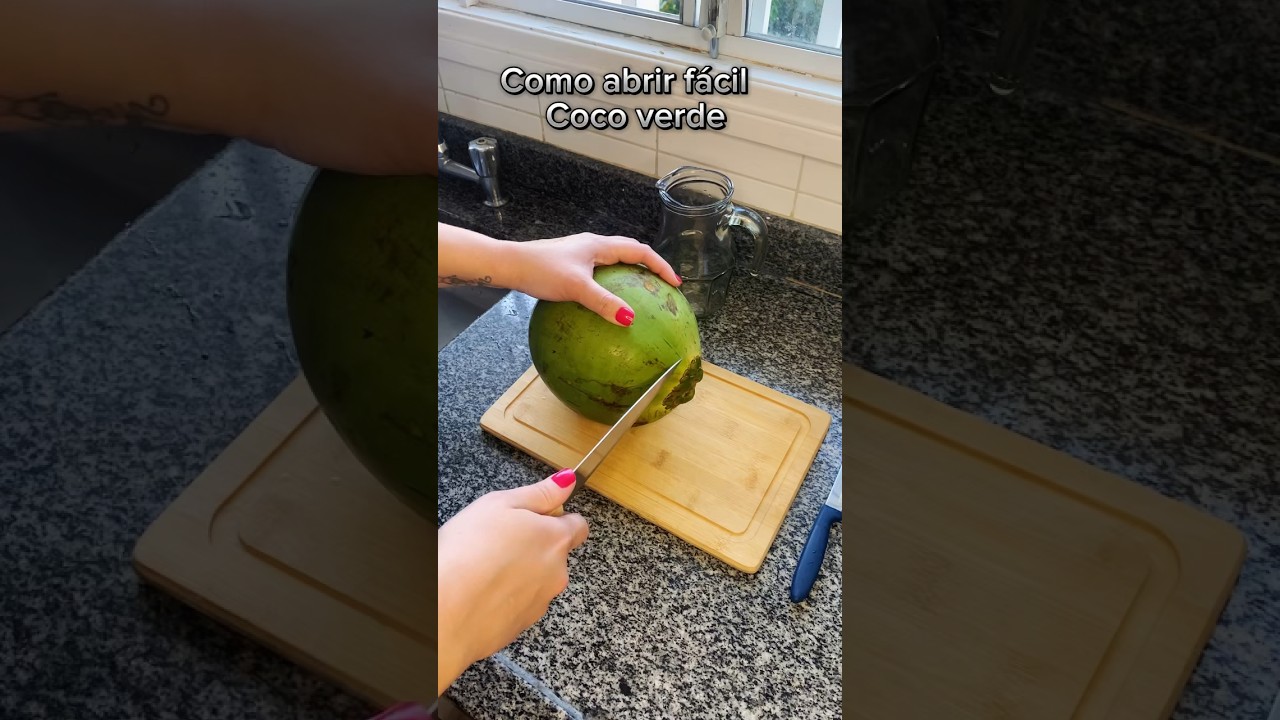 Como abrir coco verde f&aacute;cil #shorts #cocoverde #verao #receitas #culinaria