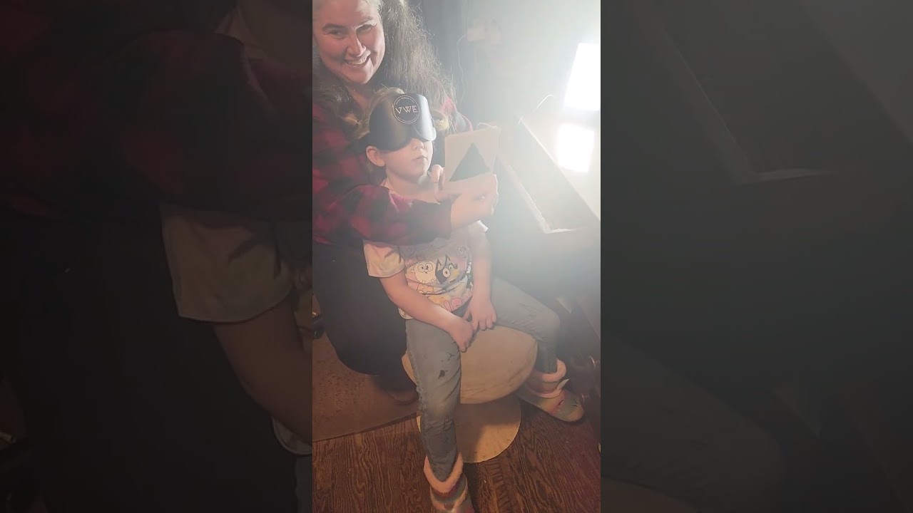 5 year old blindfolded demostrating vision without eyes 