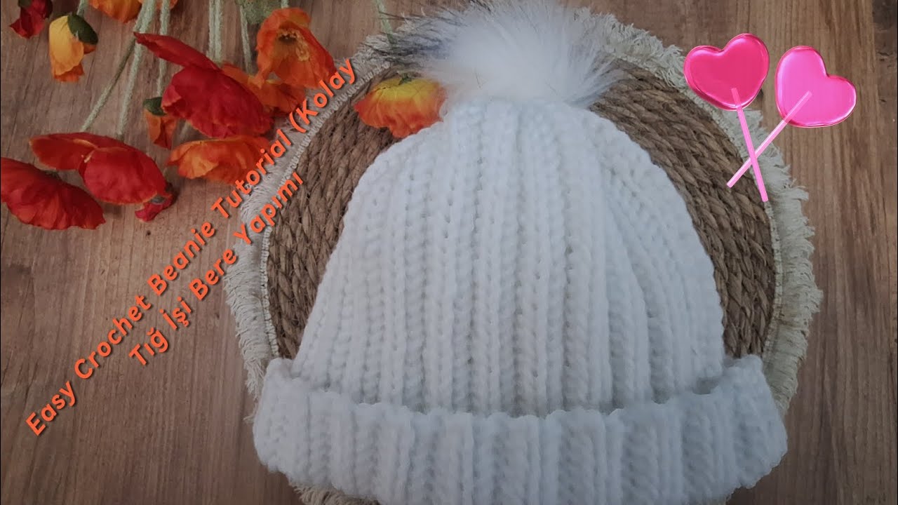 Easy Crochet  Beanie Tutorial /kolay bere yapımı ##crochet #knitting #şapka #tığişi ##handmade #diy 