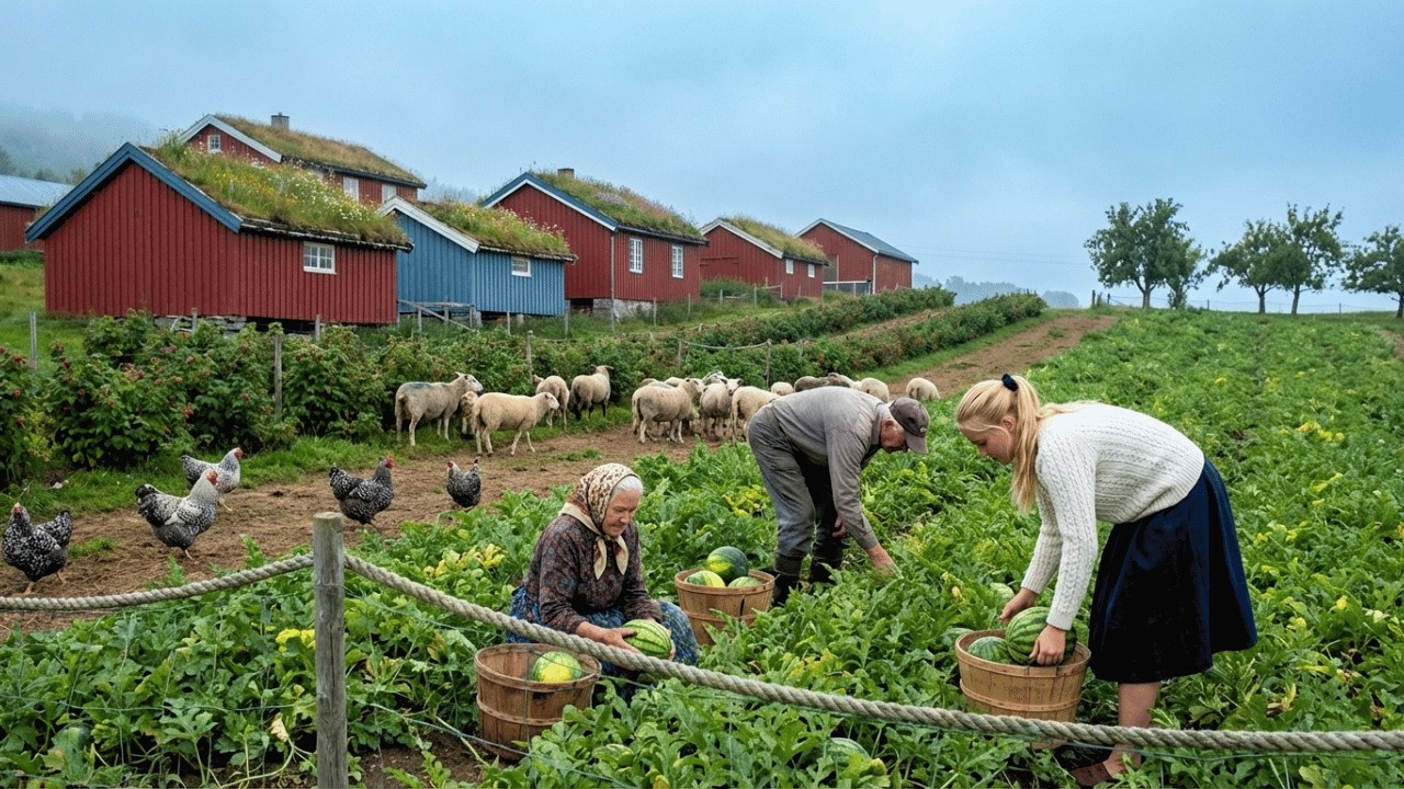 Peaceful Life in A Mountain Village | A Hard Day of Harvesting, animal Husbandry, and A Simple Life