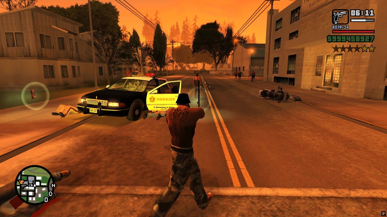 GTA San Andreas -Bluberry Shootout Only Using Automatic Glock 17 + Six Star Escape