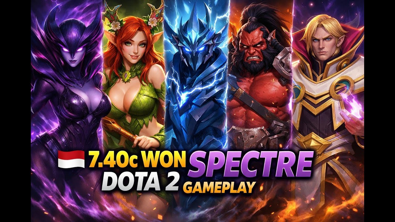 🇮🇩 7.40c WON Spectre Dota 2 Gameplay. Spectre, Enchantress, Razor, Axe, Invoker.