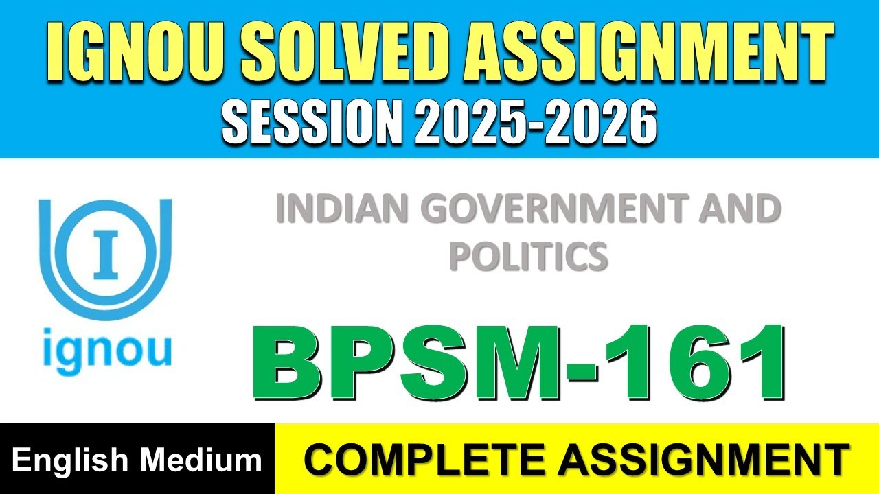 IGNOU BPSM 161 Solved Assignment 2025-26 | English Medium | Download PDF | IGNOU Students Portal