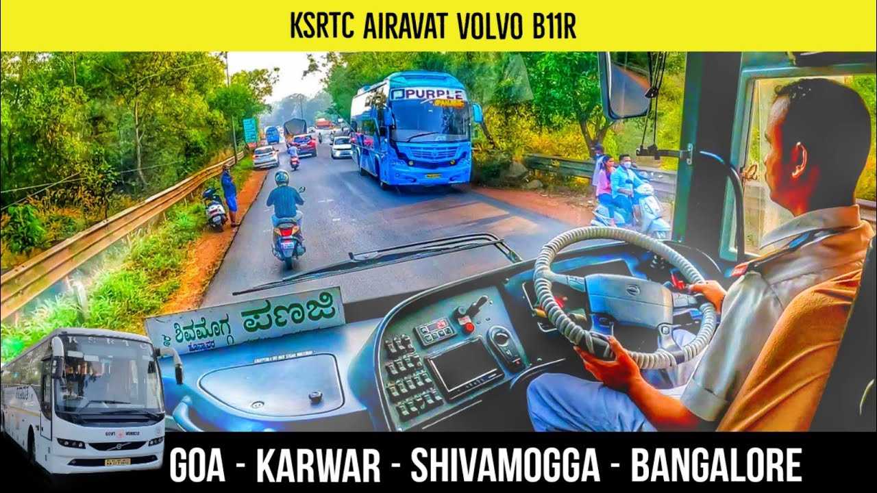 GOA TO BANGALORE : KSRTC AIRAVAT VOLVO B11R BUS JOURNEY | GERUSOPPA GHAT 🛣️ | HEAVY FOG ROADS 🌫️