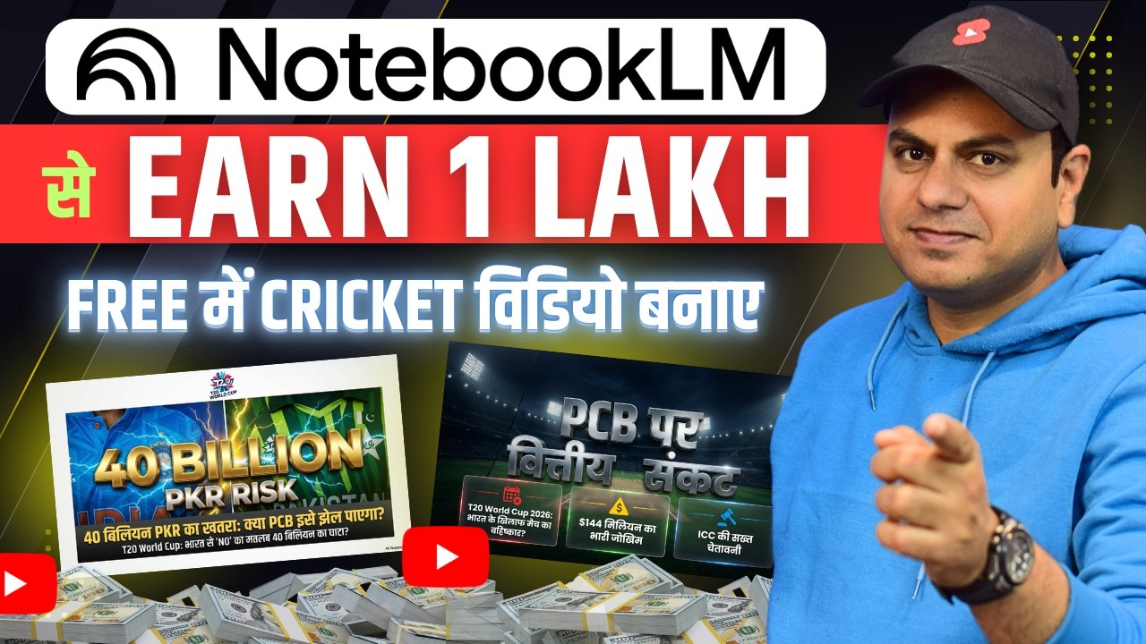 NotebookLM Tutorial 2026 | Cricket Faceless Youtube channel banaye notebooklm se