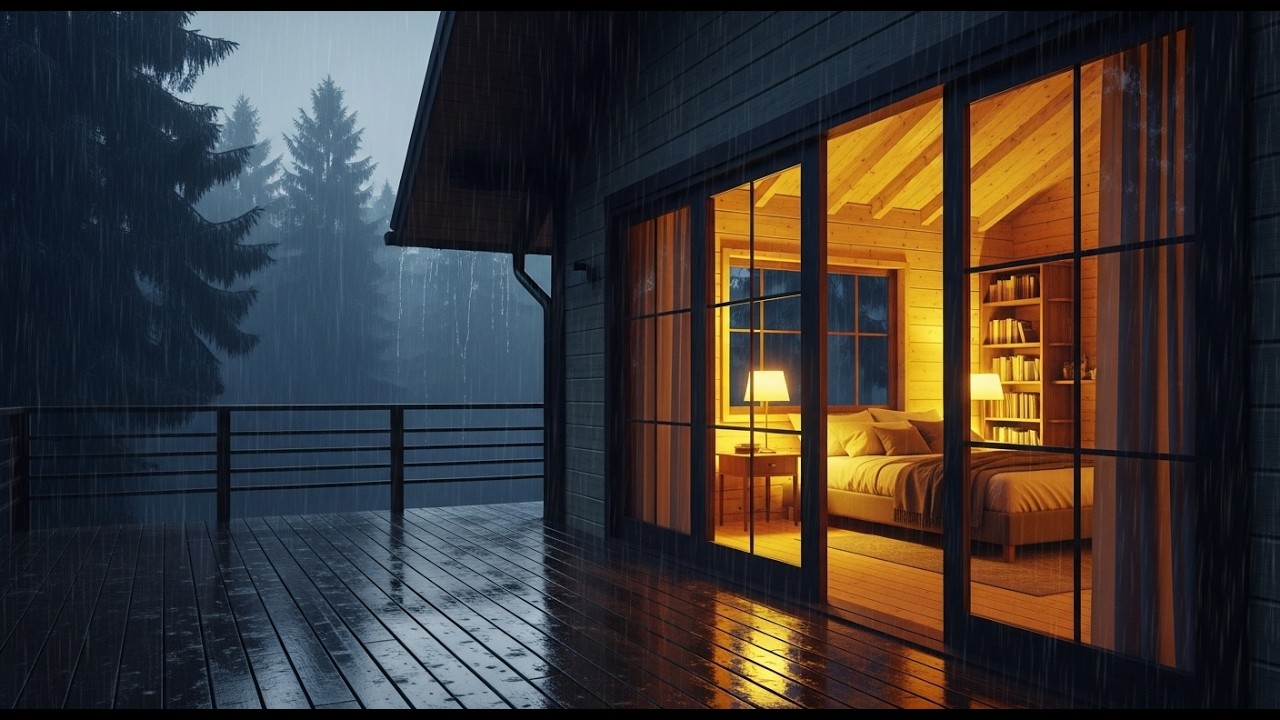 Rainy Night in a Cozy Wooden Cabin – Relaxing Rain Sounds for Deep Sleep