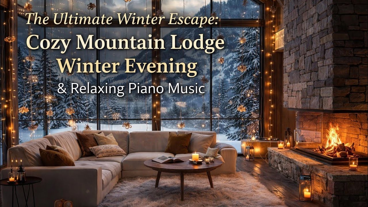 The Ultimate Winter Escape: Cozy Mountain Lodge Winter Evening & Relaxing Piano Music