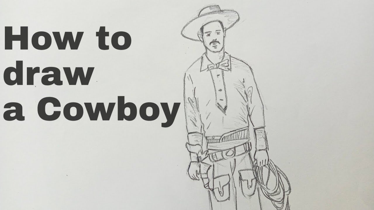 How to draw cowboy step by step
