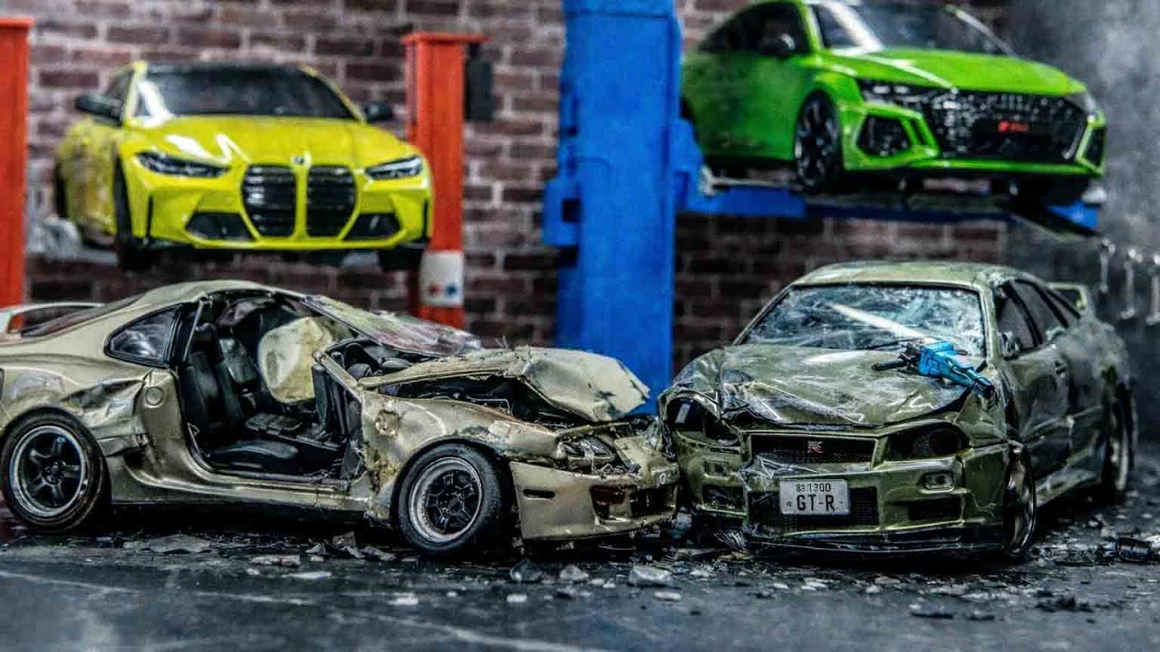 Nissan Skyline R34 vs Toyota Supra CRASHED 💥 | Full Repair in Mini Garage