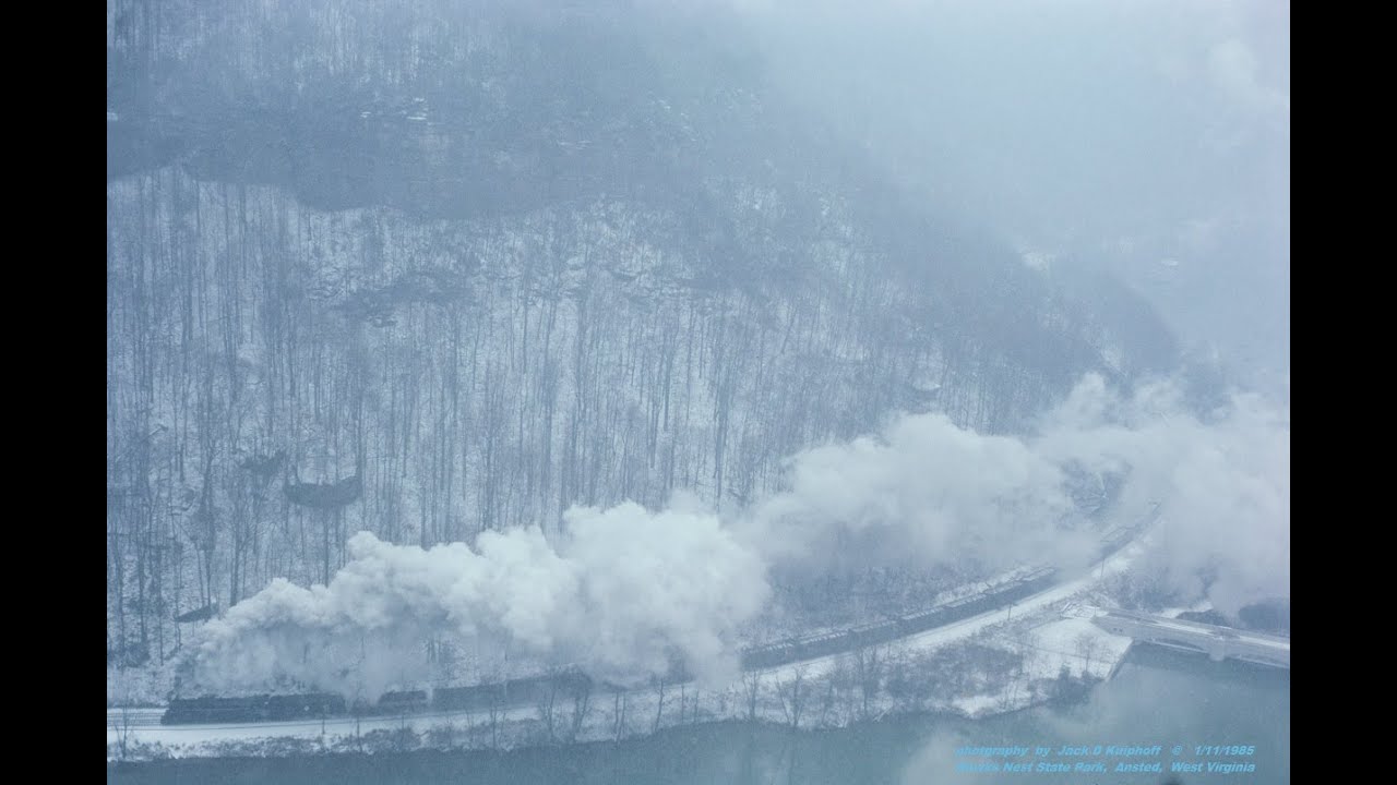 C&O 614T, Fantastic Echoing Whistle in New River Gorge, WV  ACE-3000 Project testing.  1/11/1985