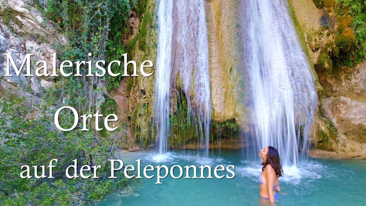Neda Waterfalls und Omega Bucht- malerische Orte auf der Peleponnes (ultra HD 4k drone footage)
