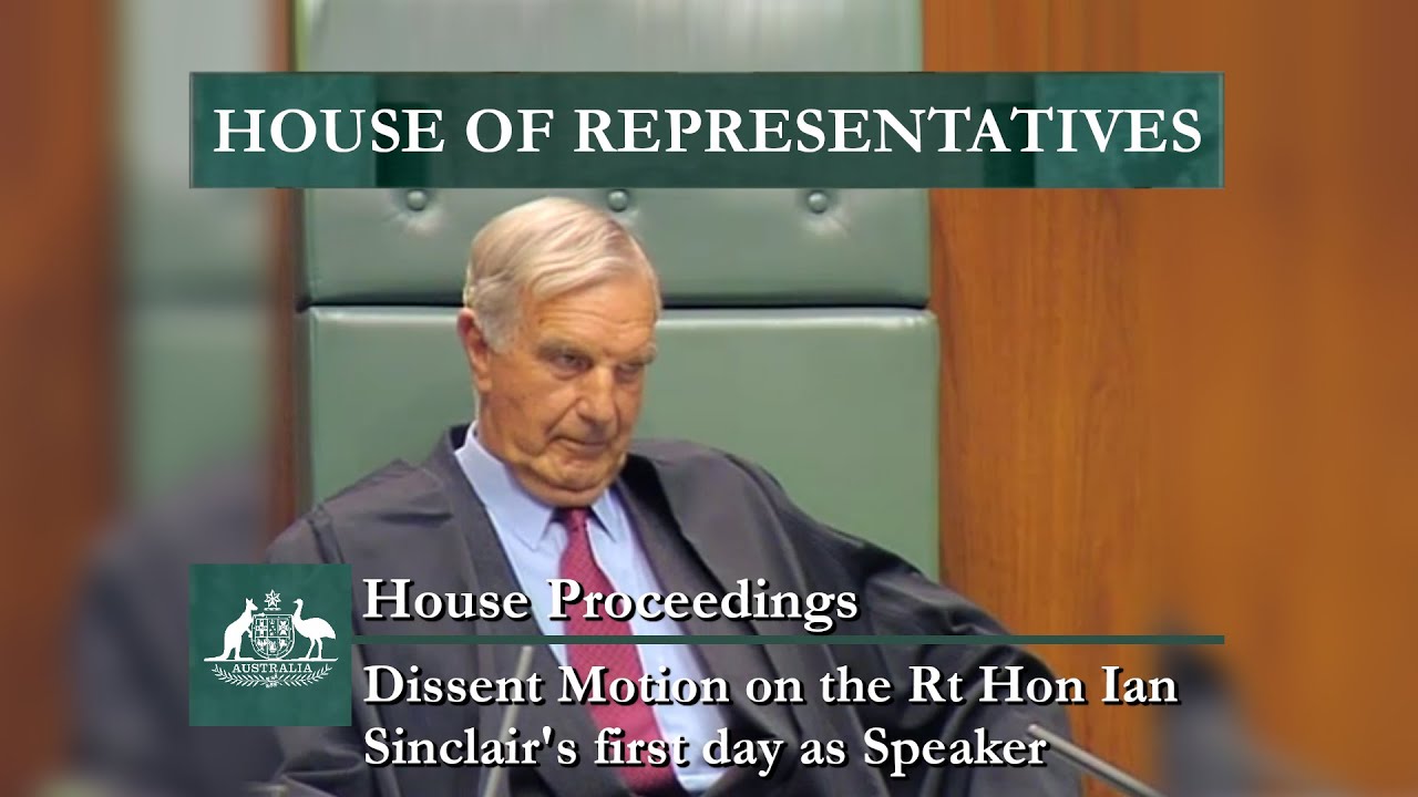 House Proceedings - Dissent Motion on the Rt Hon Ian Sinclair's first day as Speaker (1998)