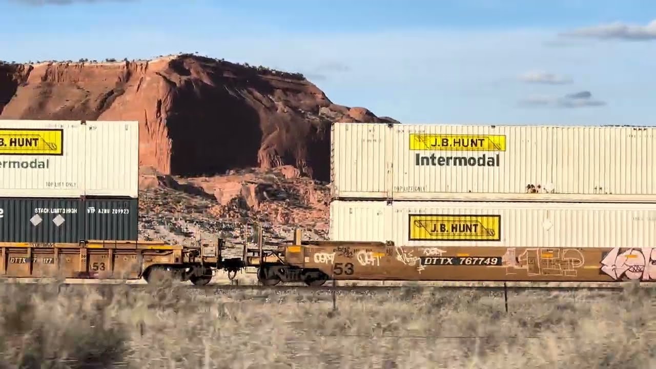 Pacing next to fast intermodal container train
