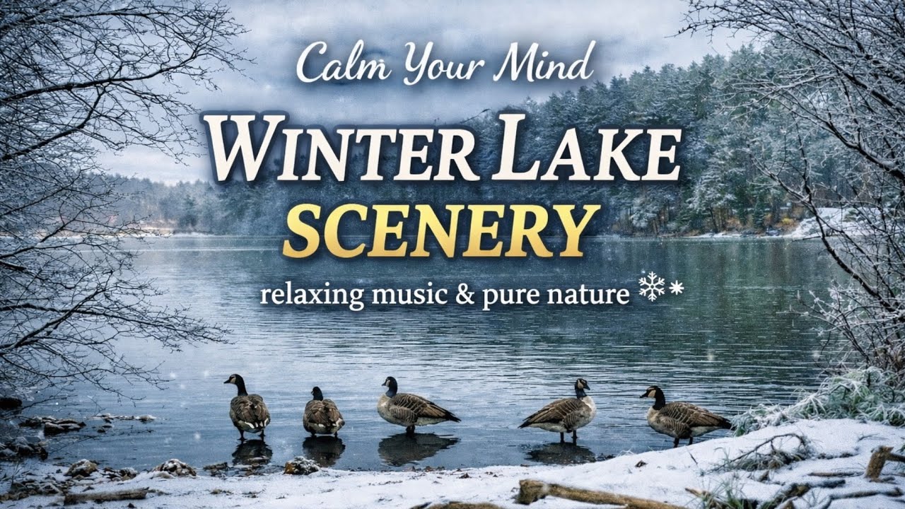 Peaceful Winter Lake ❄️ Relaxing Music & Nature Sounds for Deep Relaxation ⎮ Stress Relief