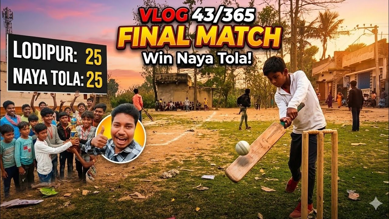 Children Cricket Final Match 🏏 Lodipur vs Naya Tola | 25-25 Run Tie 😱 | Vlog 43/365 #CricketMatch