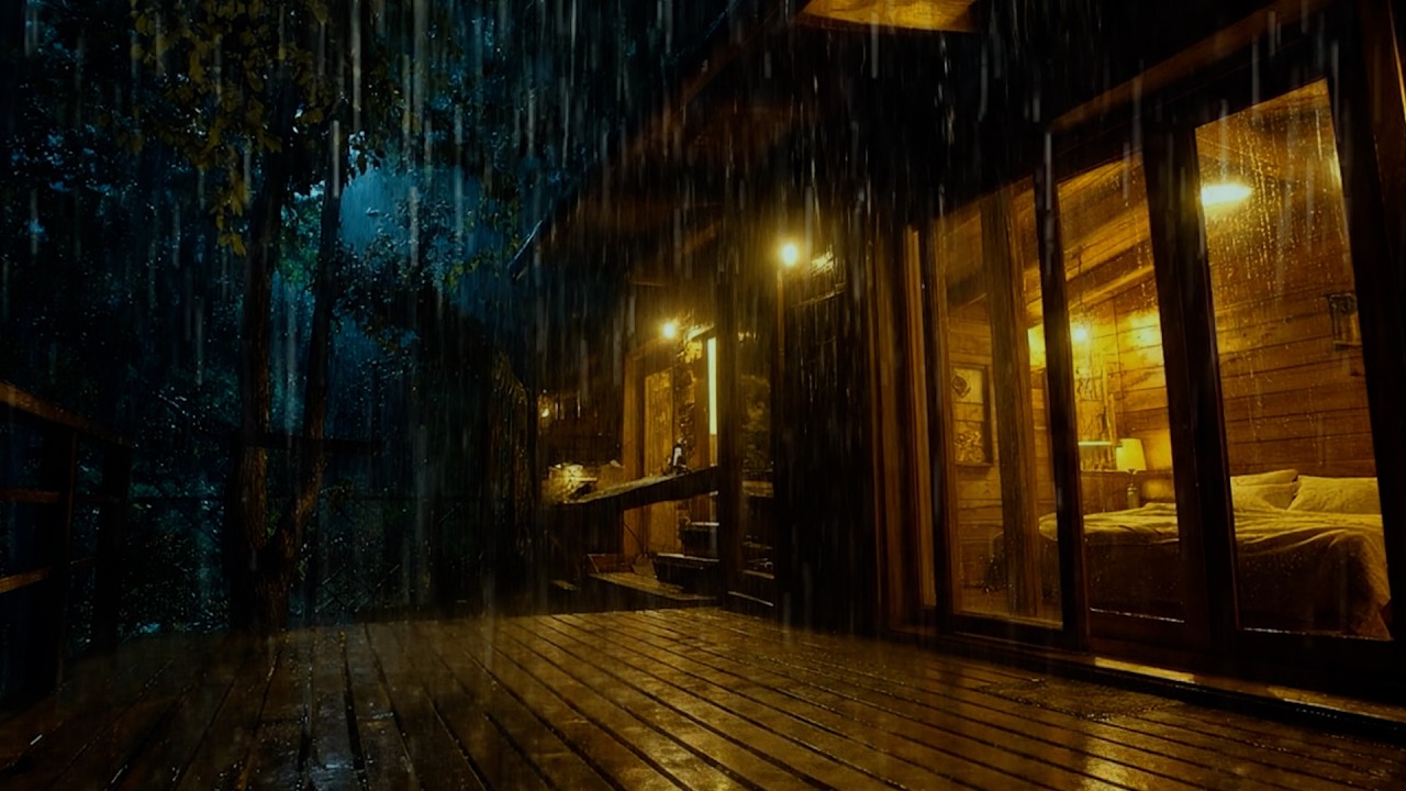 The Rhythm of Peaceful Rain at Night 🌧️| Rain in a Forest Cabin To Relieve Insomnia & Sleep Well