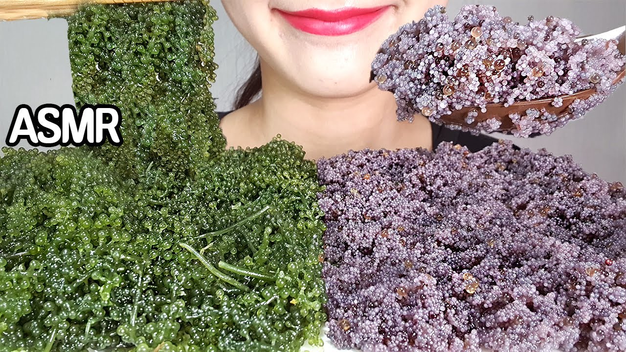 ASMR 바다포도(SEA GRAPES), 날치알(FLYING FISH ROE)2 리얼사운드 먹방 노토킹 이팅사운드 | *NoTalking MUKPPO Eating Show