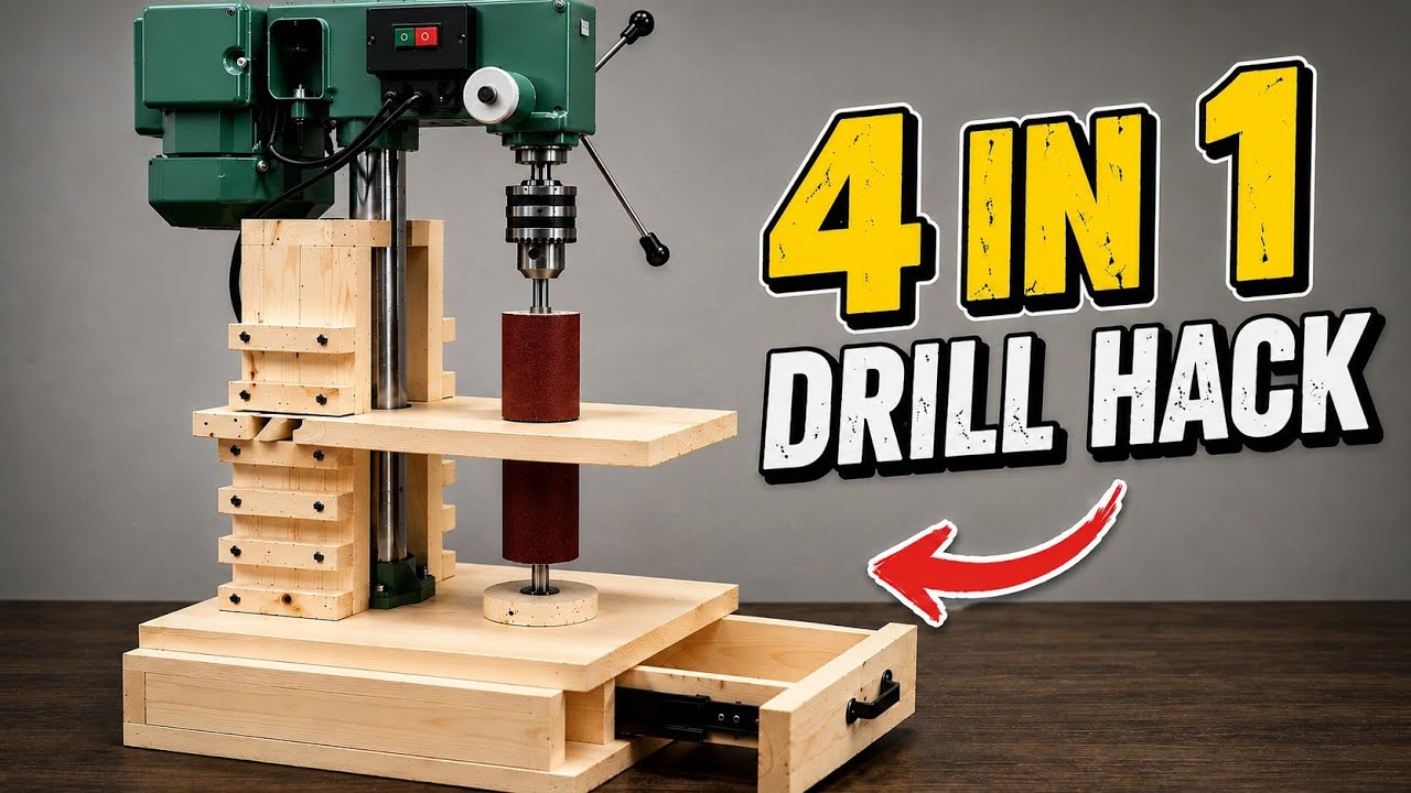 Drill Press Hack &ndash; Upgrade Your Drill Press Into a 4-in-1 Machine! | DIY Woodworking machine