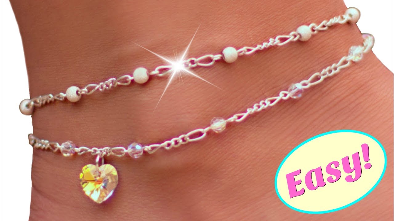 Cute Diy Anklet With Crystals And Beads/ Easy Jewelry Making