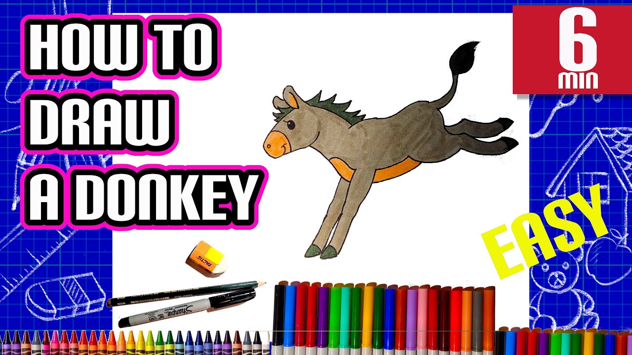 How to draw a donkey | draw animals for kids