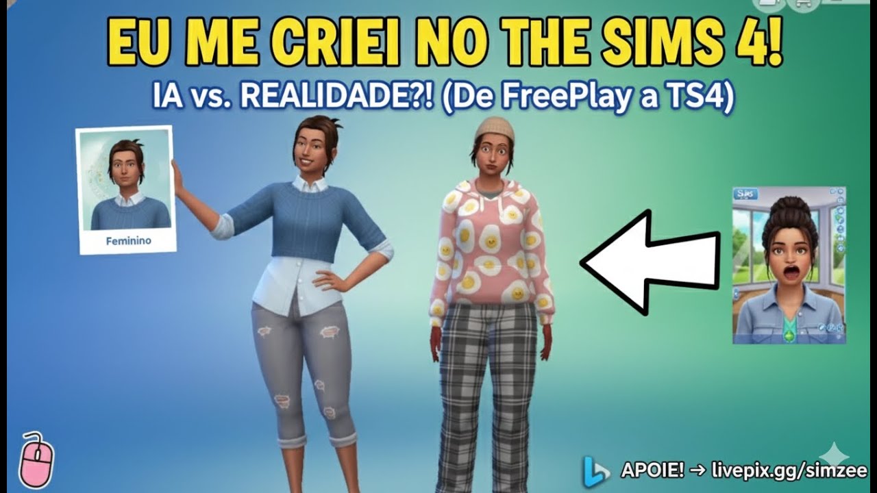 O Gemini me desenhou no FreePlay e agora eu ganhei vida no The Sims 4!