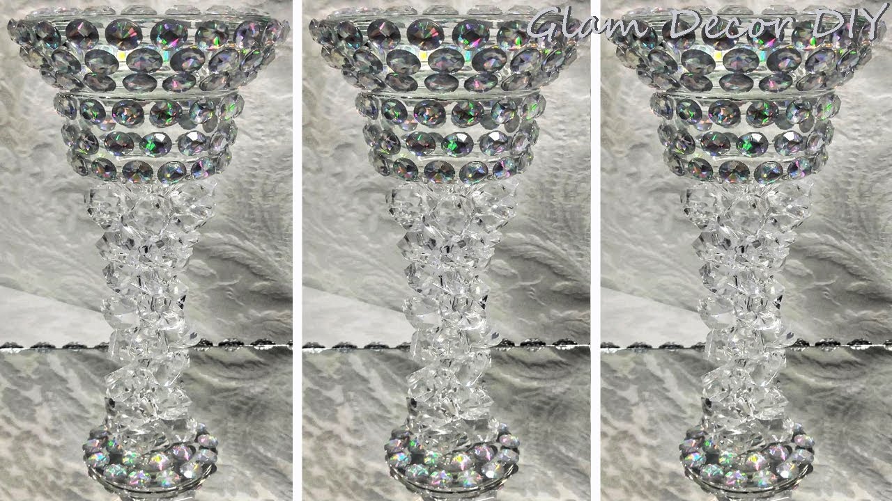 Dollar Tree DIY Glam Icy Crystal Candle Holders