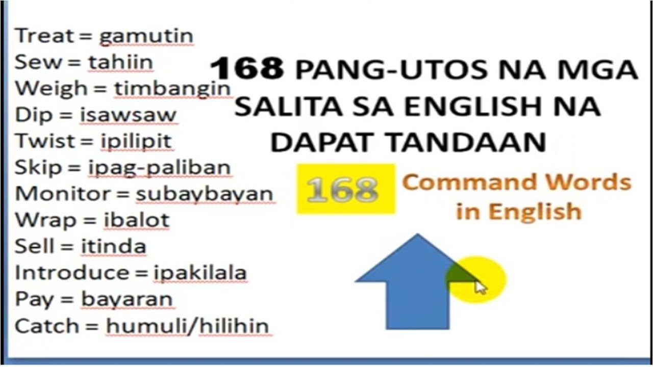 168 PANG-UTOS NA MGA SALITA SA ENGLISH NA DAPAT TANDAAN