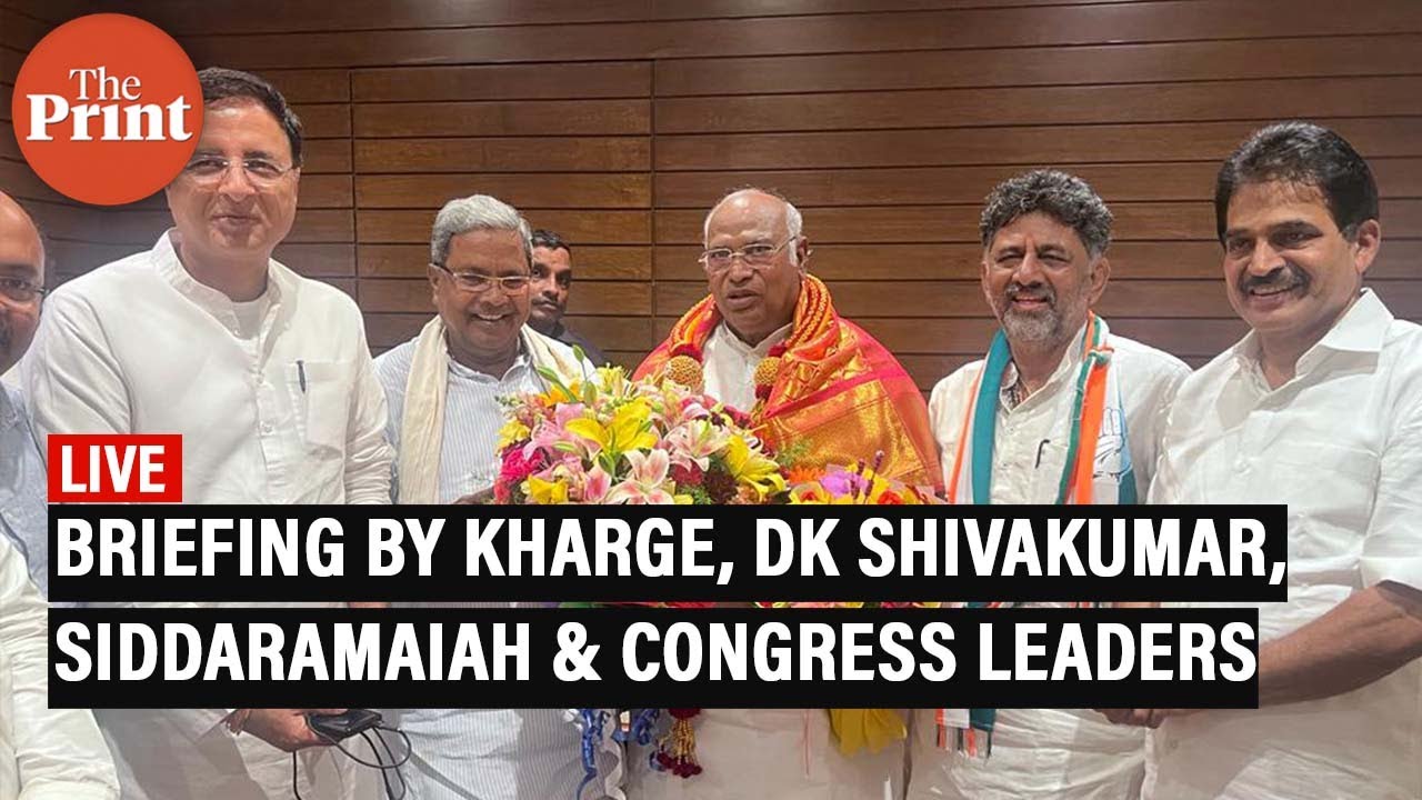 LIVE | Briefing by Kharge, DK Shivakumar, Siddaramaiah & Congress leaders after Karnataka win