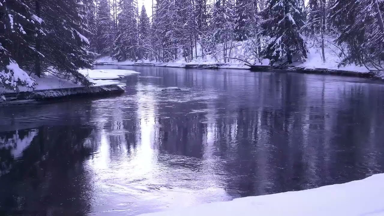 Relaxing Winter River 4K healing nature mood