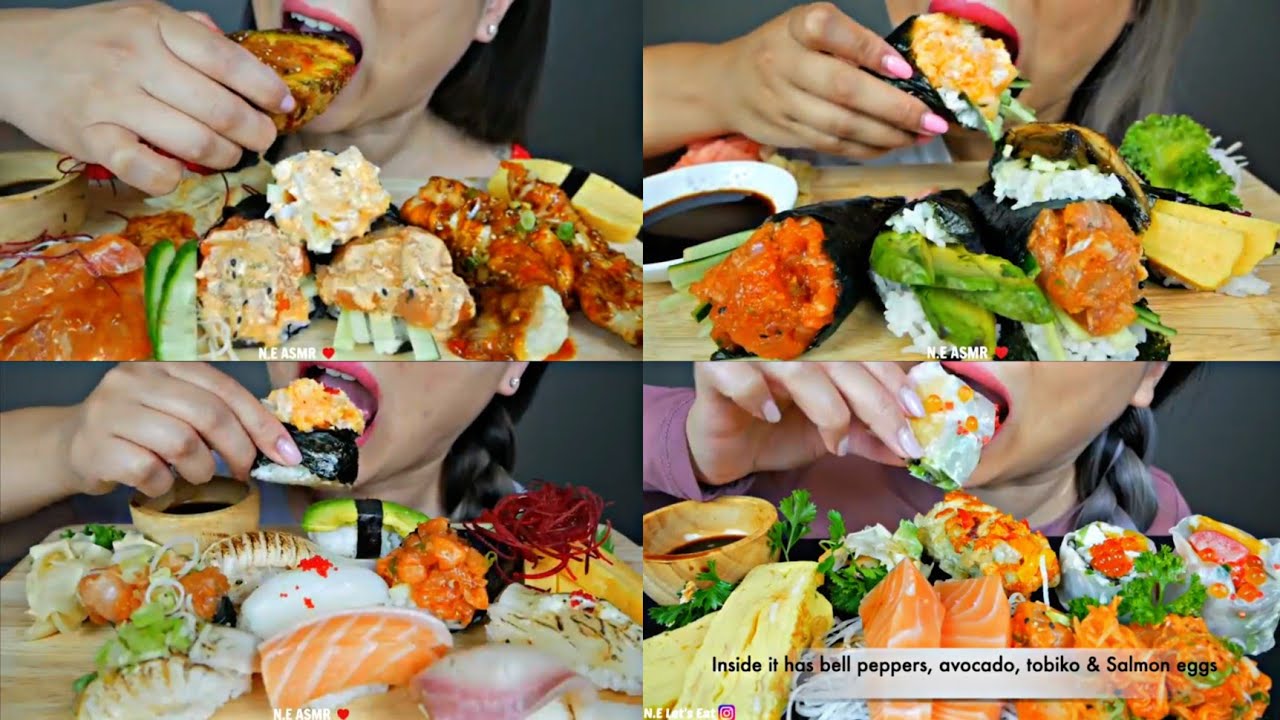 Request N.E ASMR *COMSUMING SUSHI ALL TIME* (bonus spring roll)😋🤤|Muksavory🦋✨