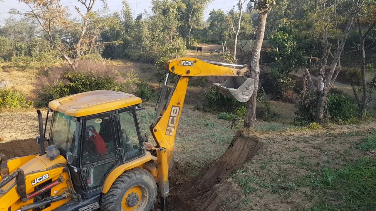 JCB Working on Hill Side Agro Field - JCB Cleaning Hill Side Agro Farm - JCB Hill Side Work
