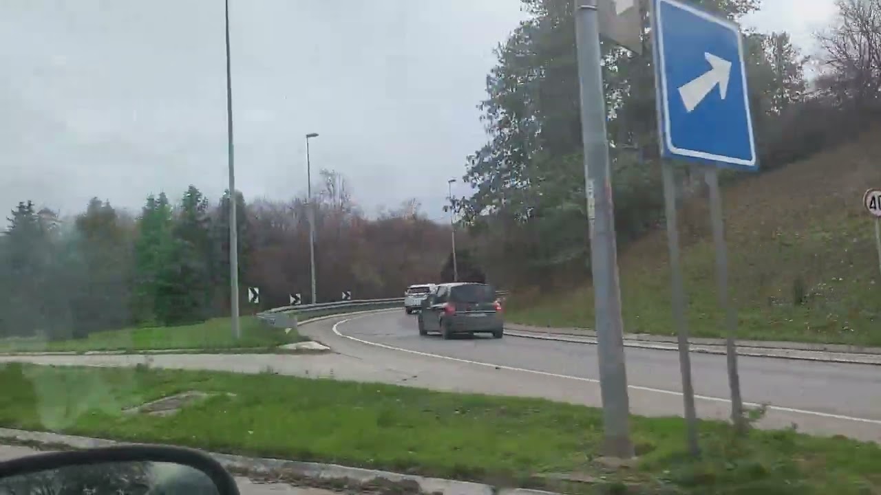 Driving in Mišeluk through Novi Sad (Danube Bridge of the Liberty and Mišeluk Tunnel) 
