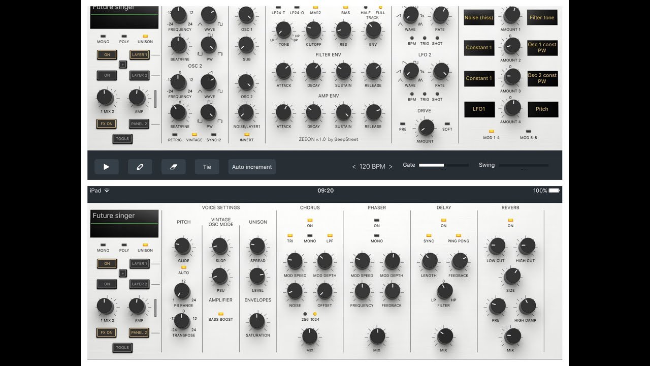 ZEEON AUv3 Synth by BeepStreet The BIG Sound Test & Tour Demo for the iPad