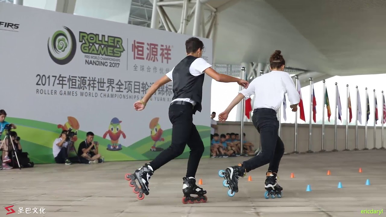 2017 Roller Games，Pair Slalom 3rd，Degli Agostini Valerio，Guslandi Lorenzo， 南京 2017 全项目轮滑锦标赛 自由式轮滑 双人