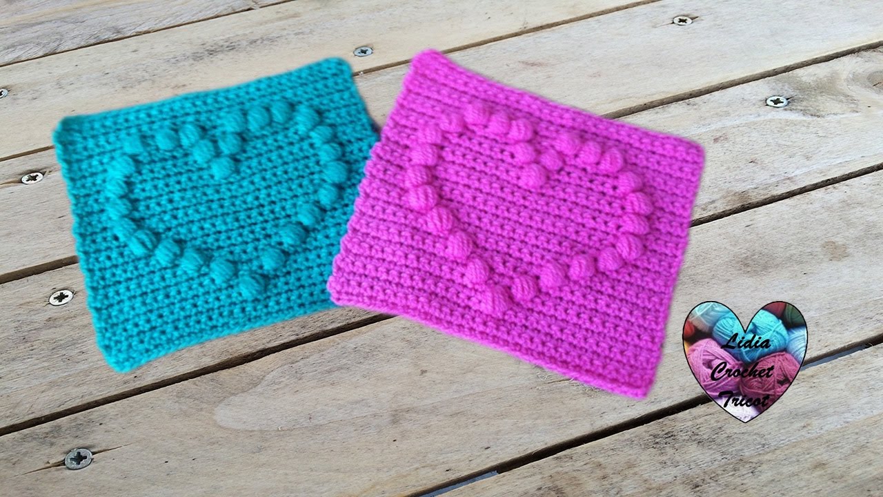 Granny cœur puff crochet 2/2 / Punto puff corazon crochet