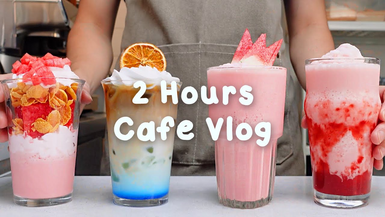 🍇지치고 힘들 땐 음료 ASMR로 힐링해요/주중의 여유로움/2시간 모음🍓2 Hours Vlog/Cafe Vlog/ASMR/Tasty Coffee