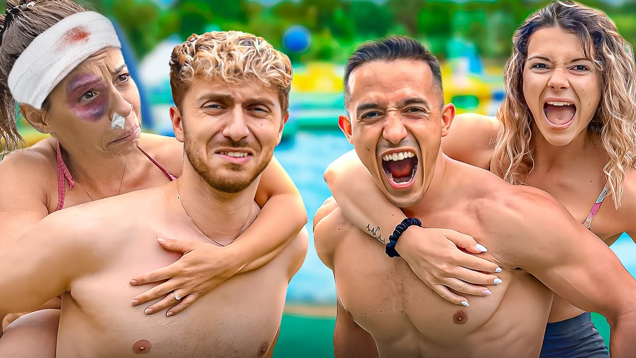 BATAILLE DE COUPLE SUR PARCOURS AQUATIQUE (Adeline s'est pété le nez...)