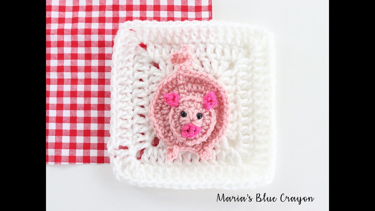 Crochet Pig Applique Tutorial