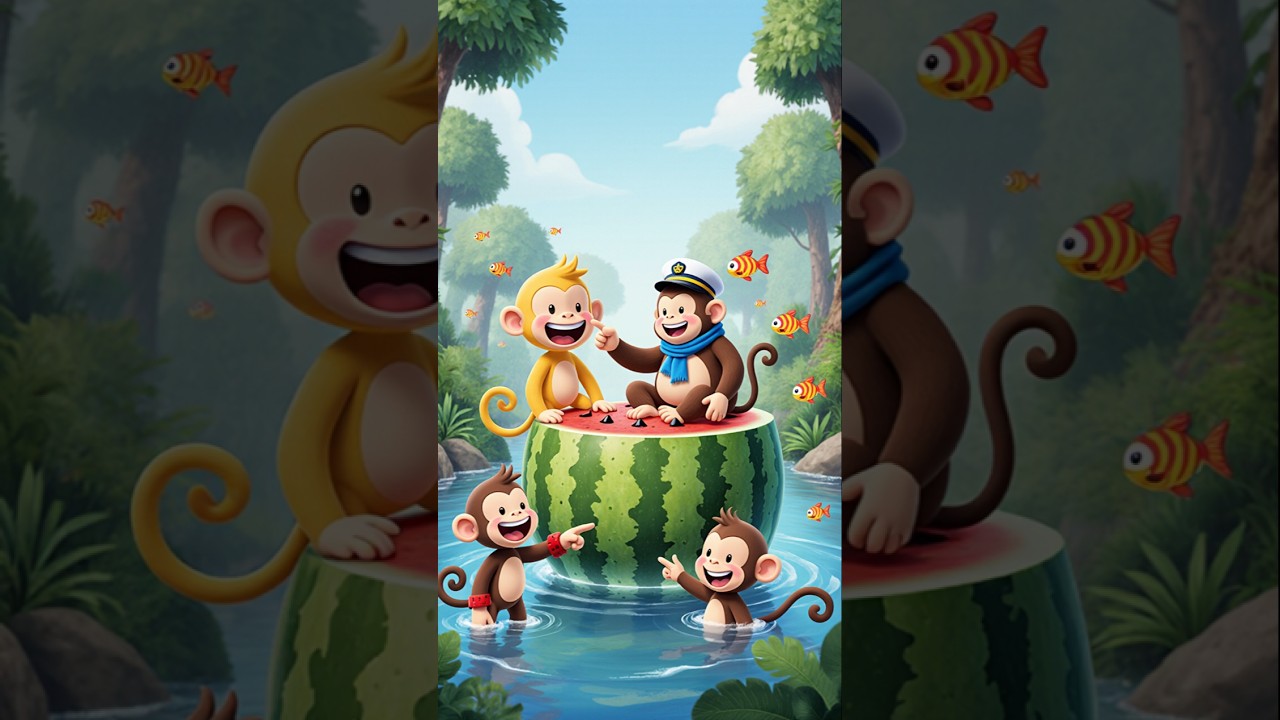 🐒 Watermelon Submarine Adventure | Minku Tinku Chotu Funny Monkey Story | 3D Cartoon Shorts #viral