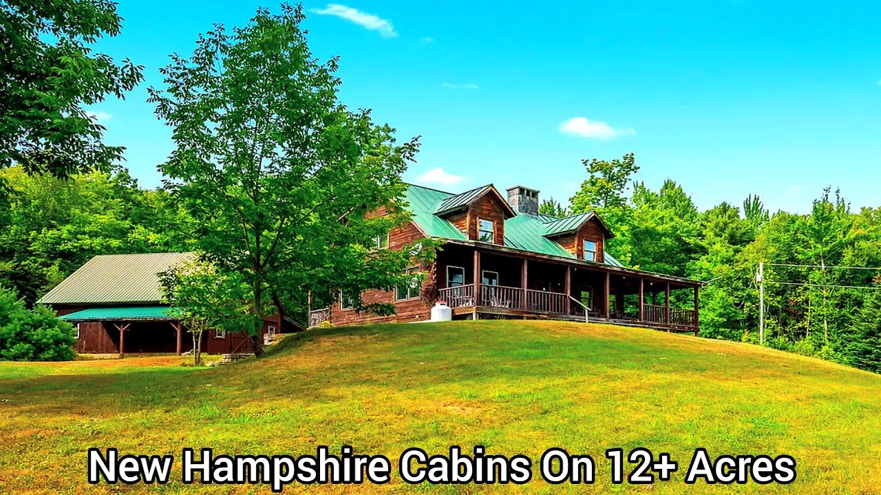 New Hampshire Cabins On 12+ Acres | Nh Real Estate For Sale | Pond With Trees | NH Hunting Camp