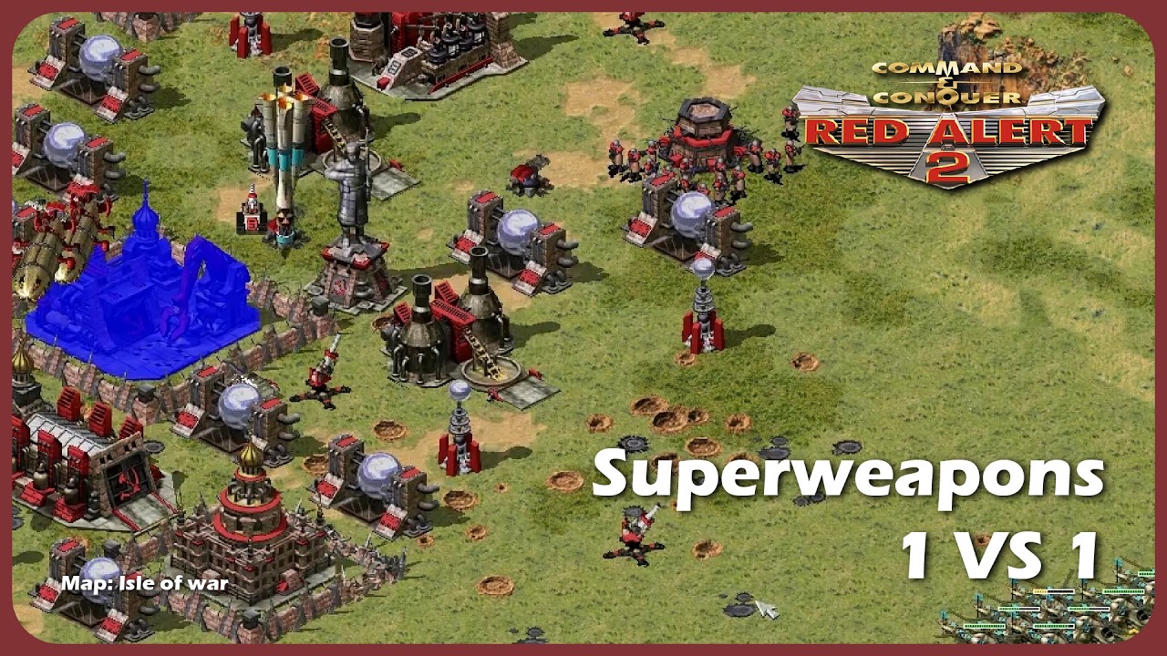 Red alert 2 | Map - Isle of war | 1 vs 1 with SUPERWEAPONS (Brutal Enemy)