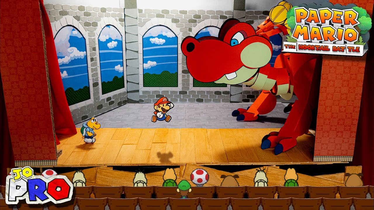 Stop-Motion Paper Mario Hooktail Boss Fight