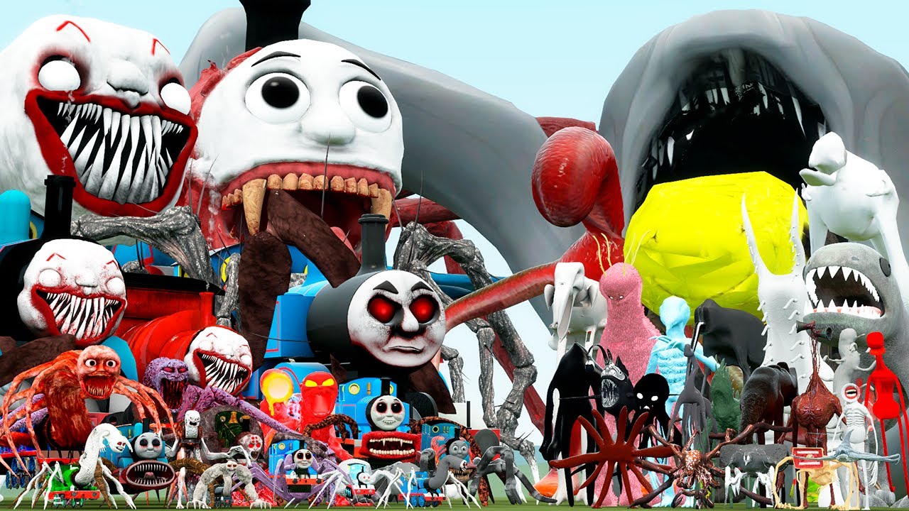 ALL THOMAS EXE AND CHOO CHOO CHARLES TAPES VS SMILEY GIANT AND GUEST TREVOR HENDERSON (Garry's Mod)