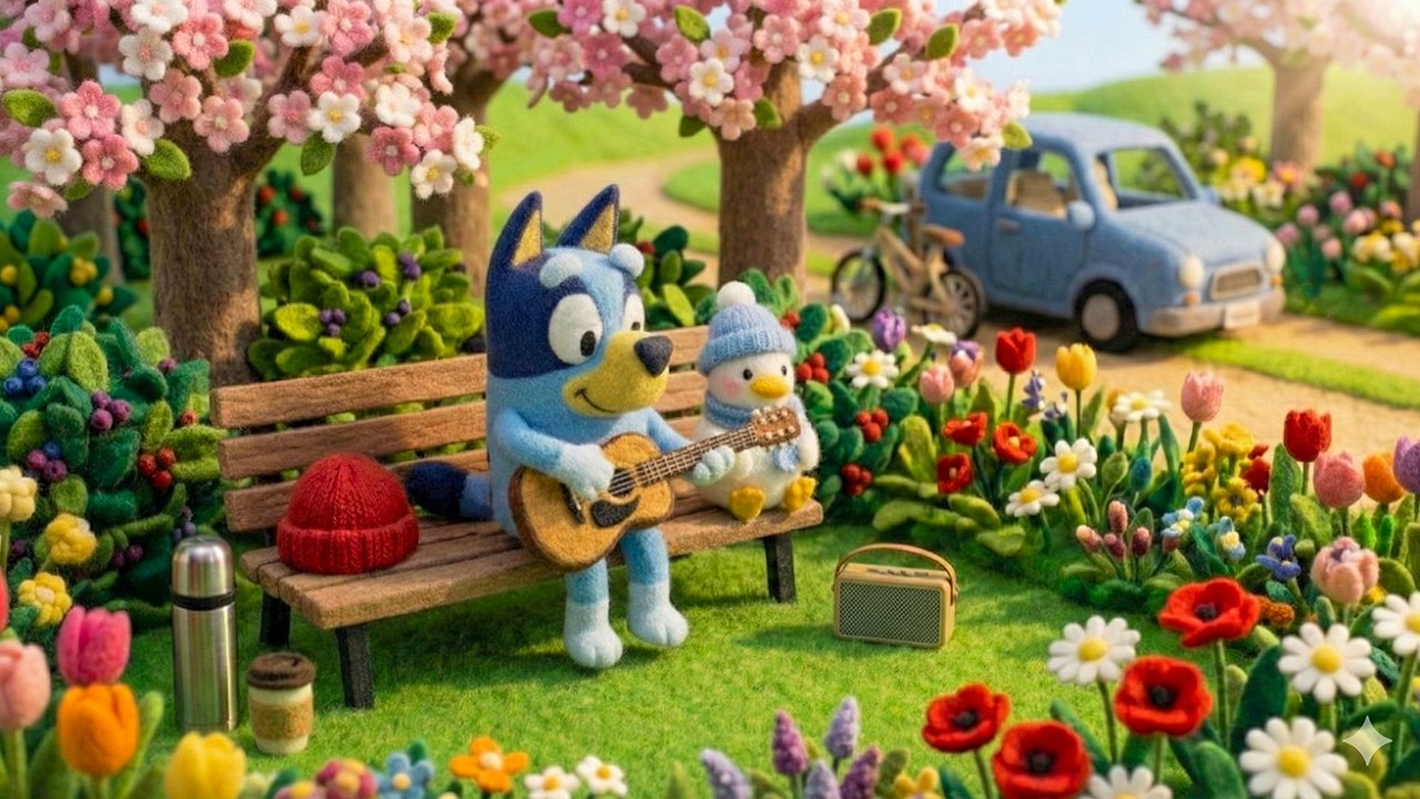 Bluey’s Sweet Spring Garden 🌸 Smooth Jazzy Lofi for Relax, Study & Happy Days