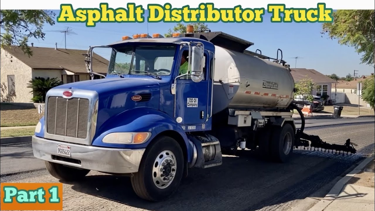 ASPHALT DISTRIBUTOR TRUCK in Action (Part 1/3)